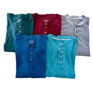 Lot of 5 St Johns Bay Mens XL Legacy‎ Henley Cotton Shirts Long Sleeve